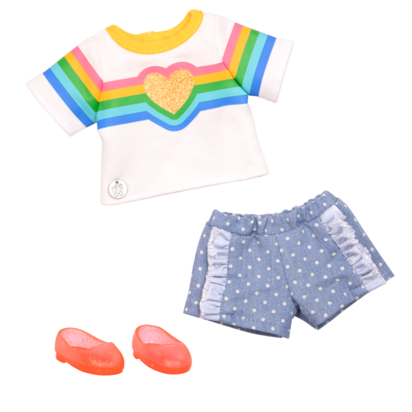 341207 - Rainbow Top & Ruffle Shorts Outfit